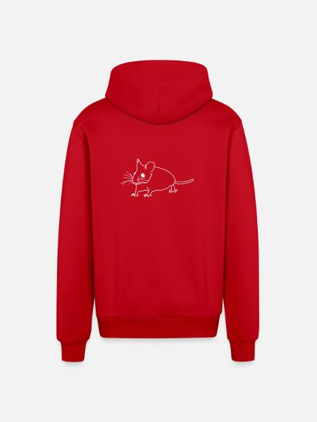 Mouse lineart - Organic Relaxed Hooded Jacket Made in EU - red