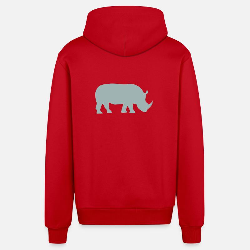 Rhinocéros - Veste à capuche bio décontractée fabriquée en UE - rouge