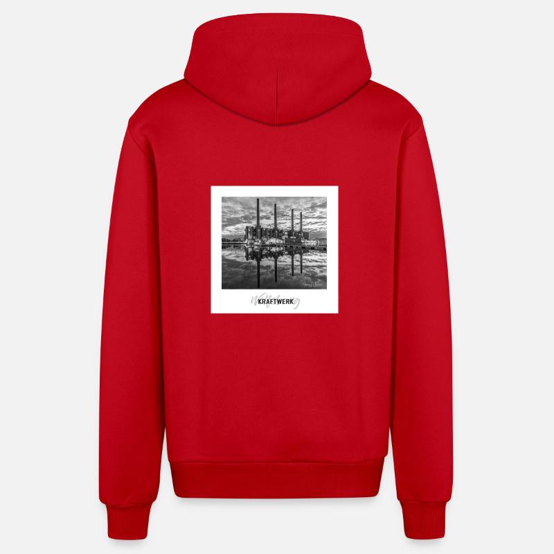 Kraftwerk Wolfsburg - Organic Relaxed Kapuzenjacke Made in EU - Rot