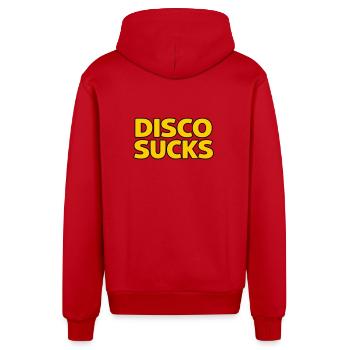 Disco Sucks - Organic Relaxed Hooded Jacket Made in EU - red - Back