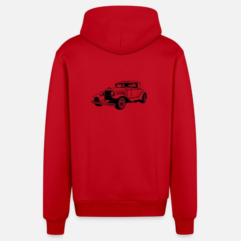 Voiture classique - Veste à capuche bio décontractée fabriquée en UE - rouge