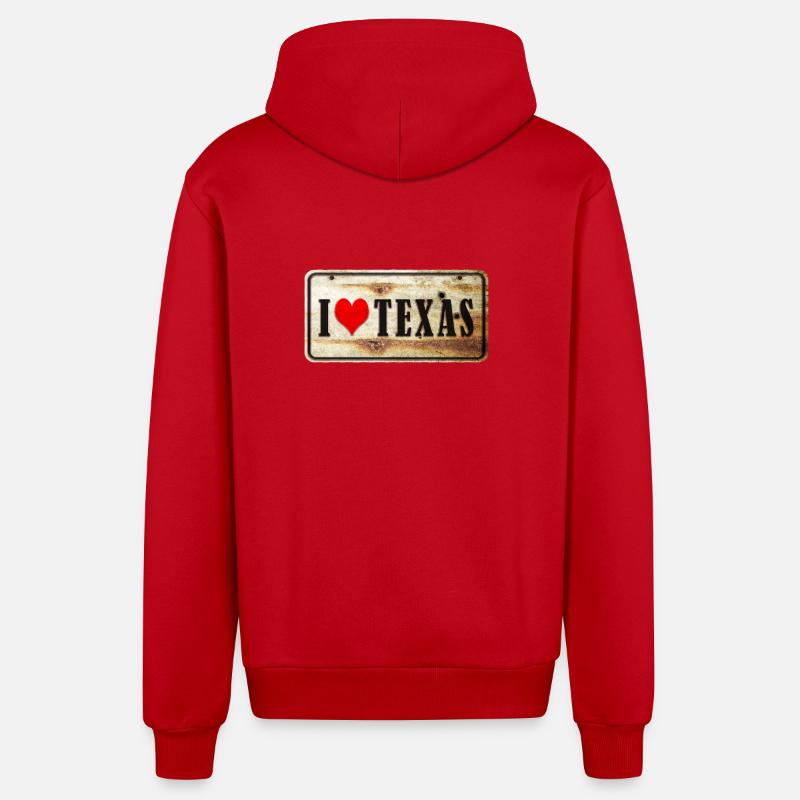 J'adore le Texas - Veste à capuche bio décontractée fabriquée en UE - rouge