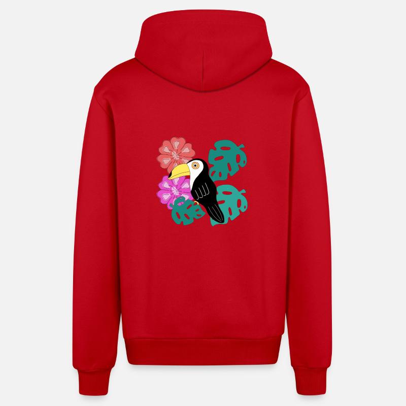 Toucan AMOUR - Veste à capuche bio décontractée fabriquée en UE - rouge