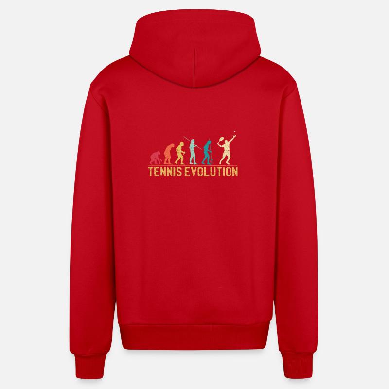 Tennis Evolution Evolution Graphic Design - Organic Relaxed Hooded Jacket Made in EU - red
