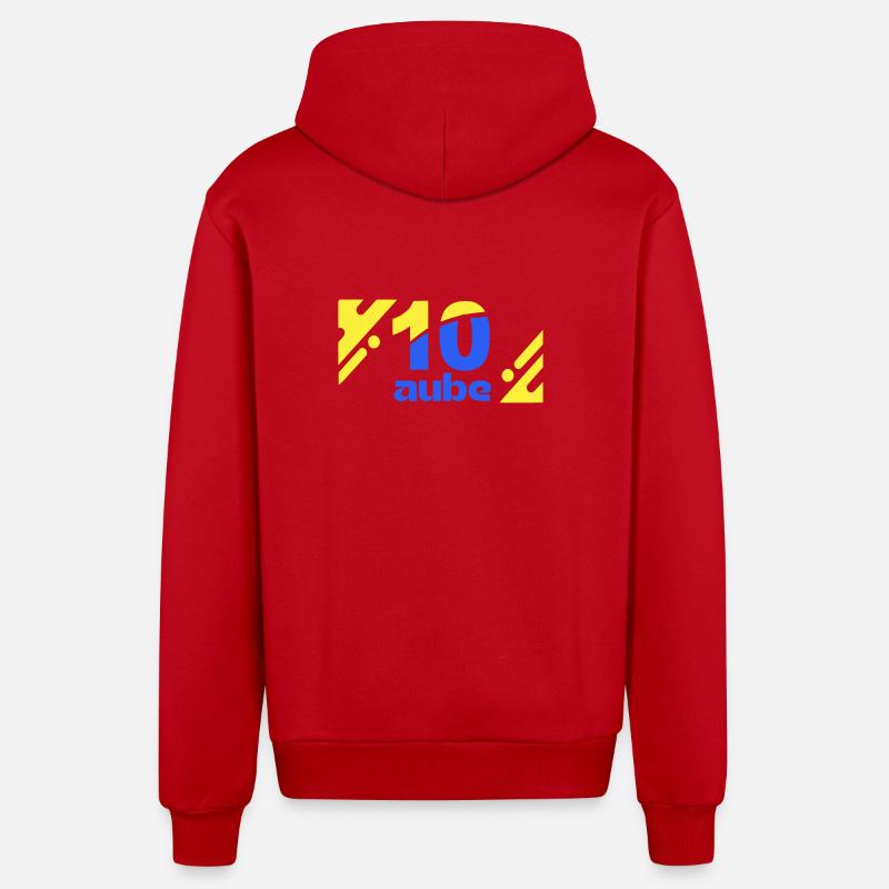 Dix Aube Logo Bleu Jaune - Veste à capuche bio décontractée fabriquée en UE - rouge