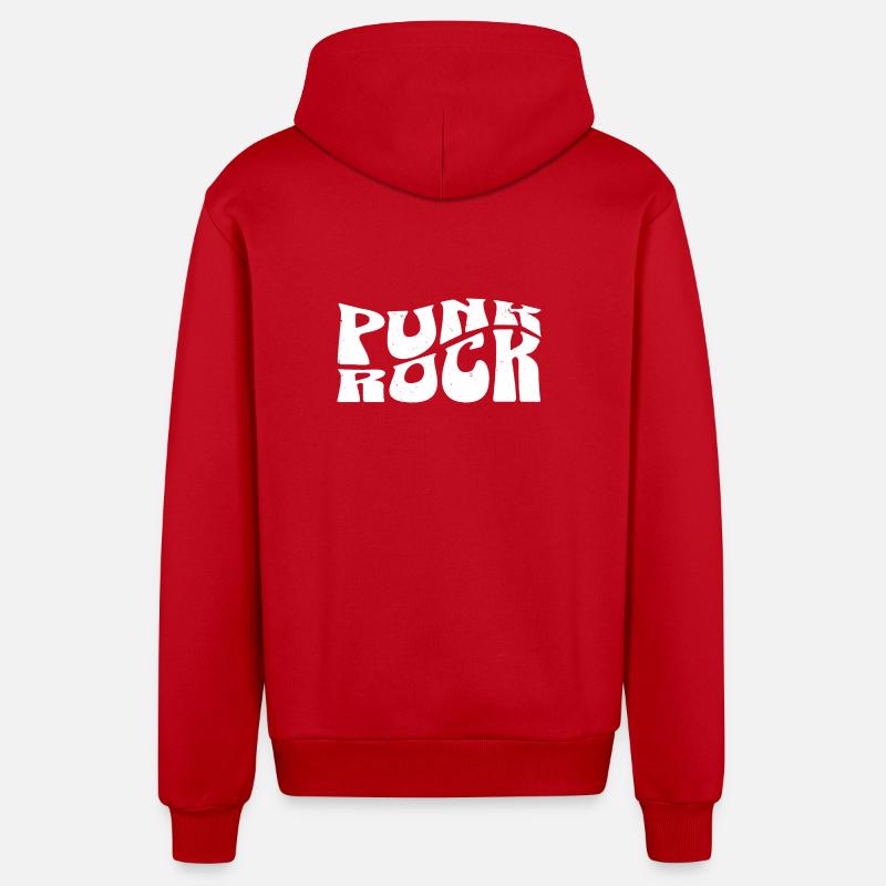 Typographie Punk Rock Bold - Veste à capuche bio décontractée fabriquée en UE - rouge