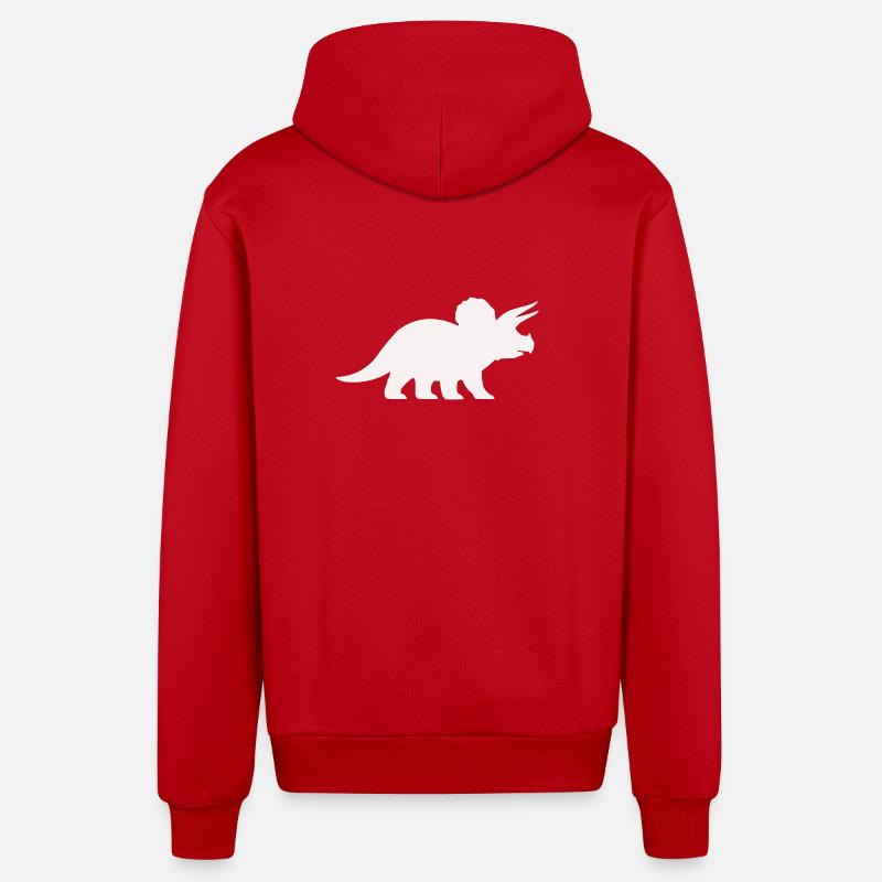 Triceratops Silhouette – Minimal-Dino - Organic Relaxed Kapuzenjacke Made in EU - Rot