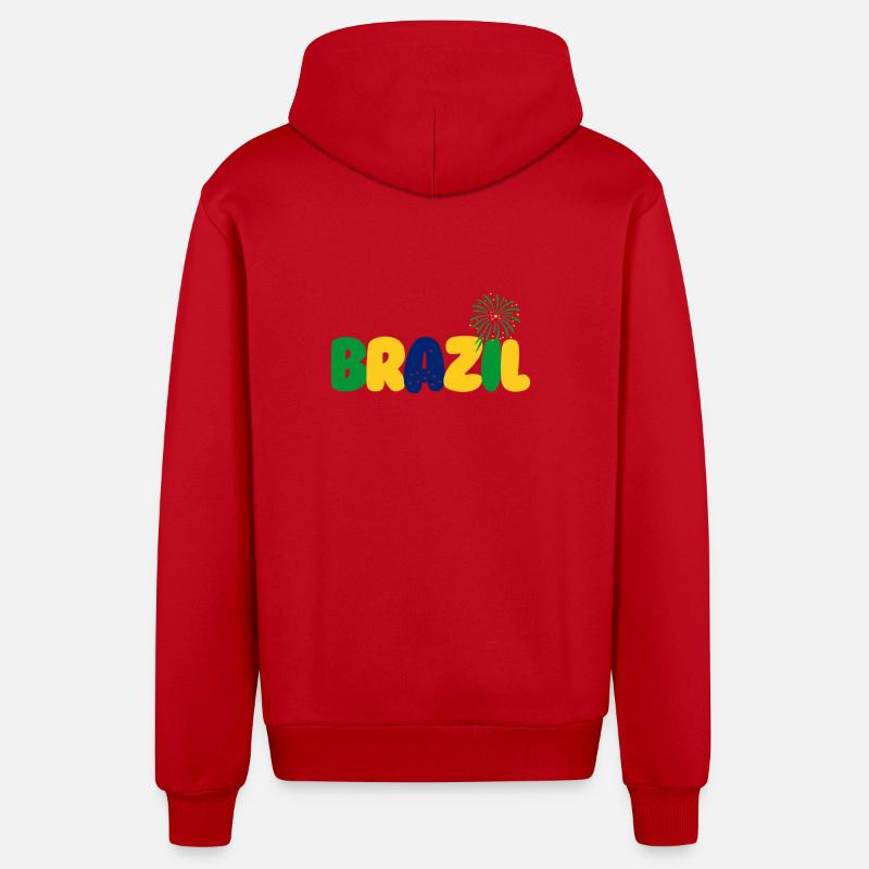 Brazil - Veste à capuche bio décontractée fabriquée en UE - rouge