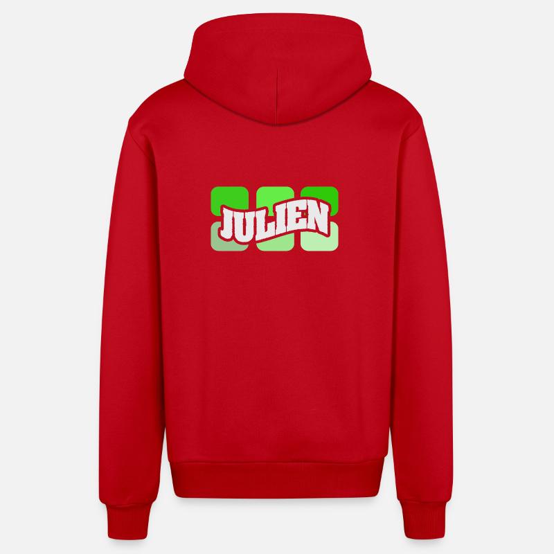 Logo néon Julien Graffiti - Veste à capuche bio décontractée fabriquée en UE - rouge