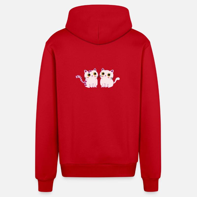 chats mignons - Veste à capuche bio décontractée fabriquée en UE - rouge