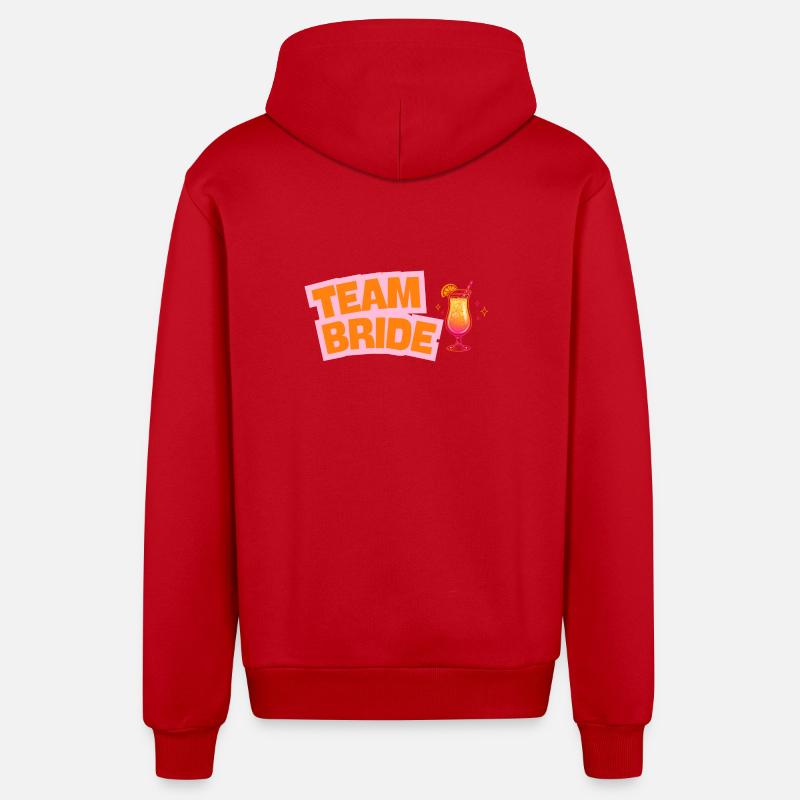 Team Bride - Cocktail - personnalisable - Veste à capuche bio décontractée fabriquée en UE - rouge