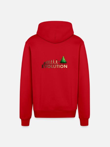 Kettensägen Evolution Farbe - Organic Relaxed Kapuzenjacke Made in EU - Rot