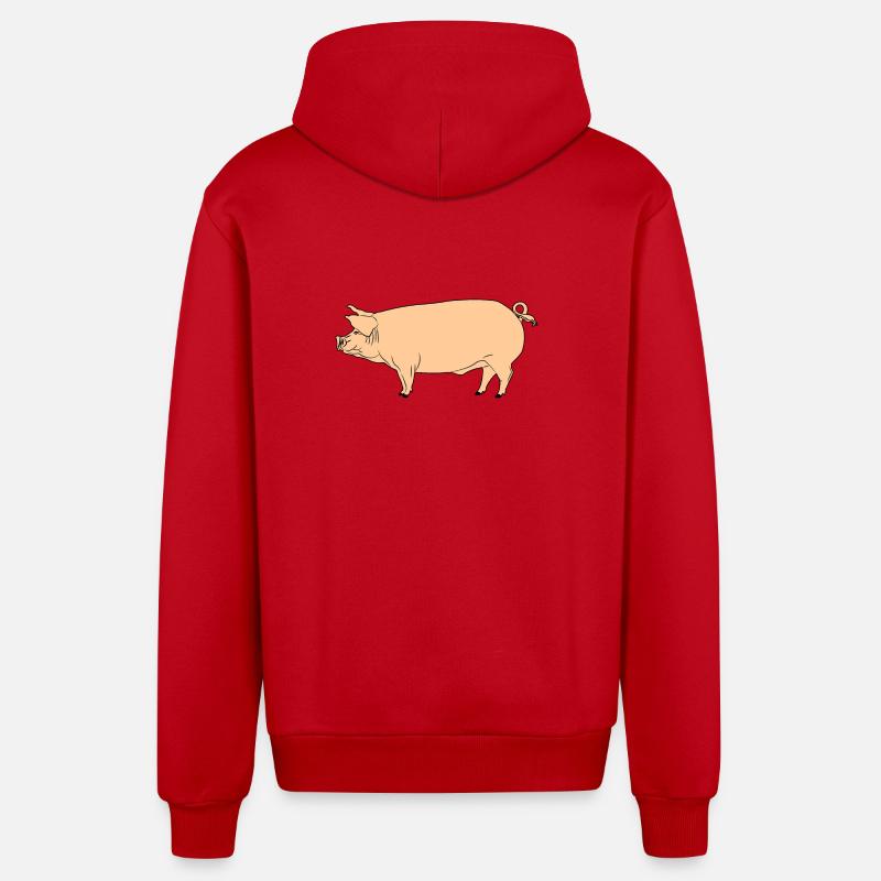 Cochon rose - Veste à capuche bio décontractée fabriquée en UE - rouge