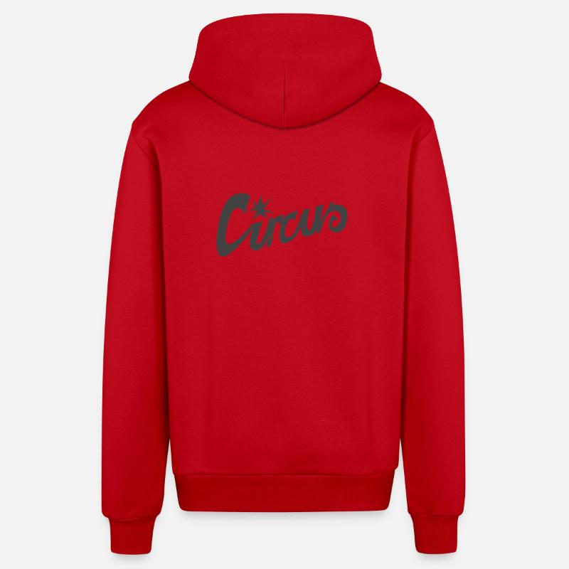 Lettering "Circus" - Organic Relaxed Hooded Jacket Made in EU - red
