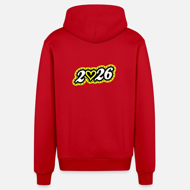 2026 Herz - Organic Relaxed Kapuzenjacke Made in EU - Rot