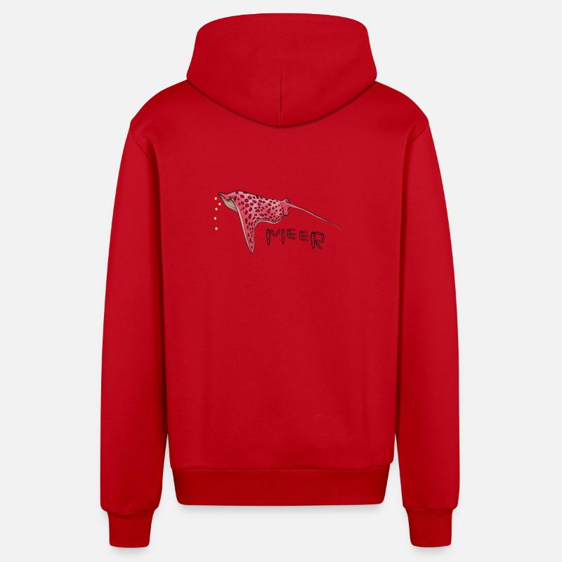 Stingray - Veste à capuche bio décontractée fabriquée en UE - rouge