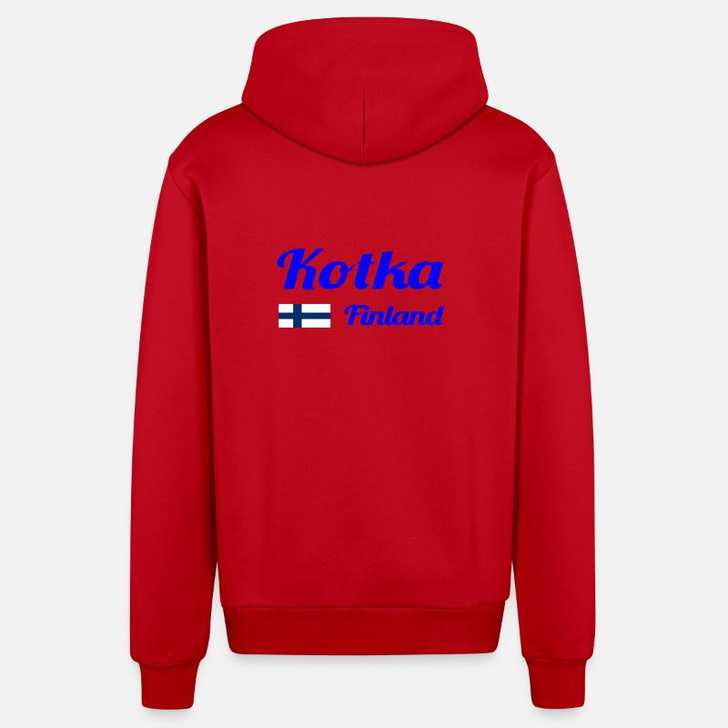 Kotka Finlande - Imprimés élégants - Veste à capuche bio décontractée fabriquée en UE - rouge