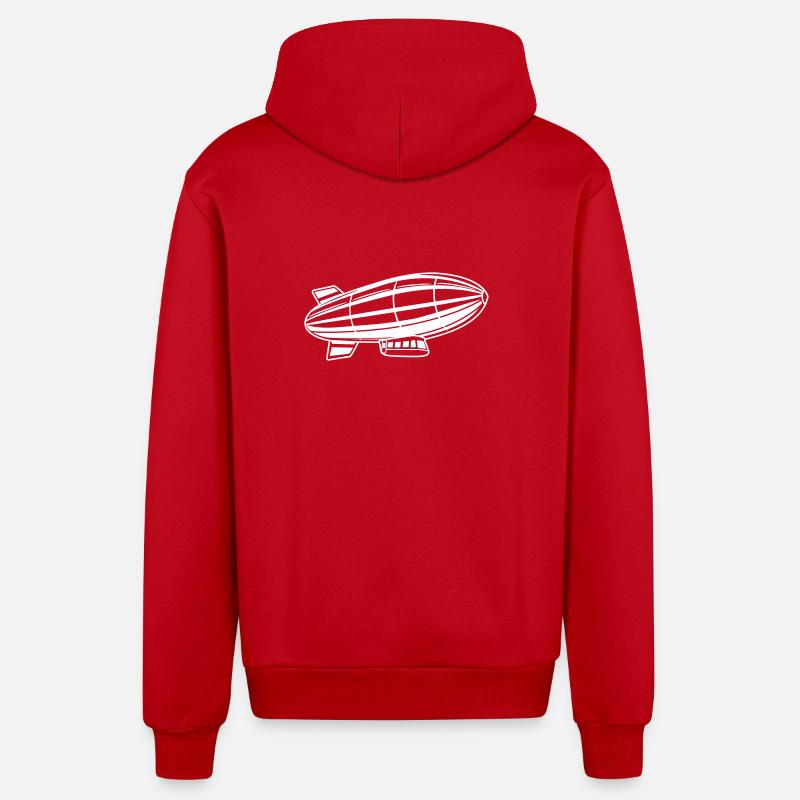 Silhouette de dirigeable Zeppelin - Veste à capuche bio décontractée fabriquée en UE - rouge