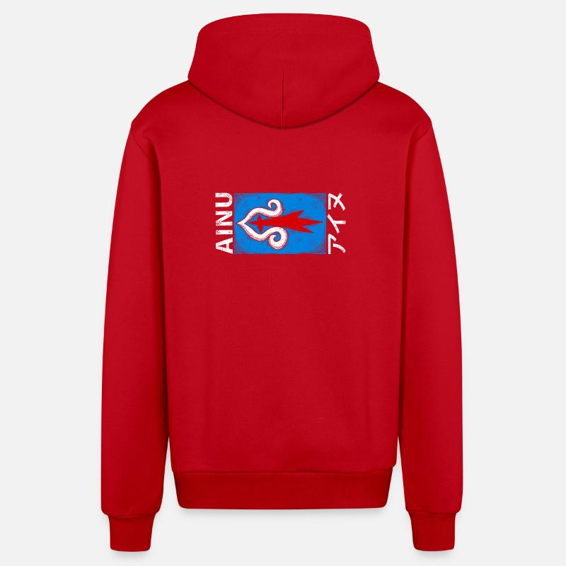 Drapeau aïnou - Veste à capuche bio décontractée fabriquée en UE - rouge