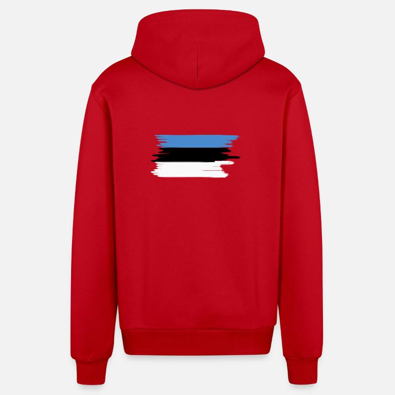 Drapeau estonien - Veste à capuche bio décontractée fabriquée en UE - rouge