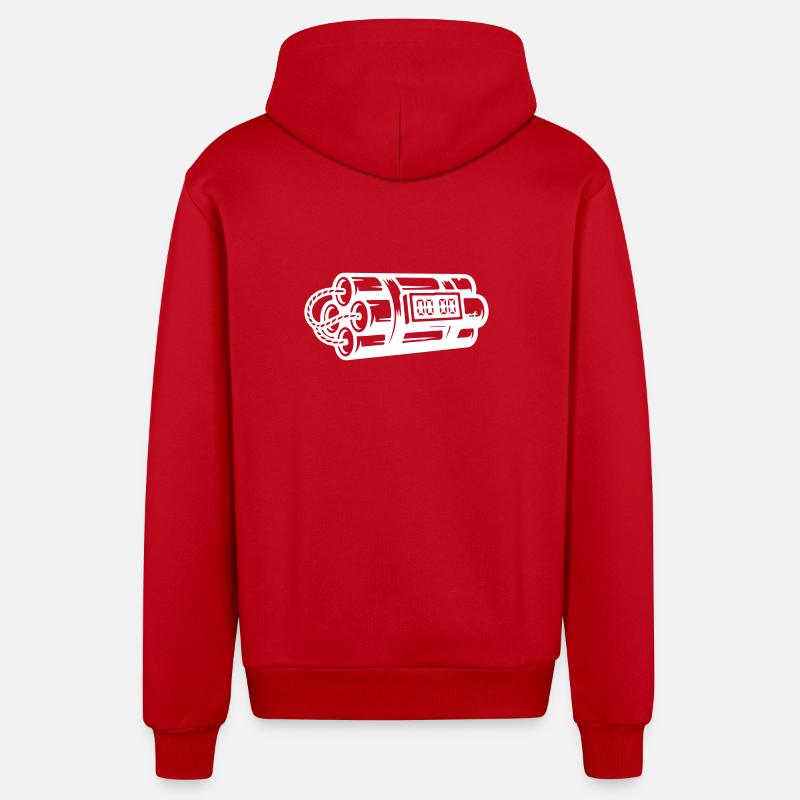 Time Bomb Explosive Dynamite - Organic Relaxed Hooded Jacket Made in EU - red