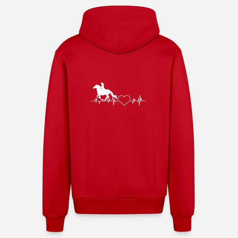 Équitation cavalier EKG heartbeat pouls coeur - Veste à capuche bio décontractée fabriquée en UE - rouge