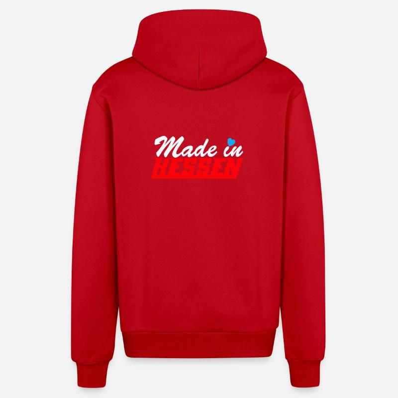 Logo Made in Hesse avec cœur - Veste à capuche bio décontractée fabriquée en UE - rouge