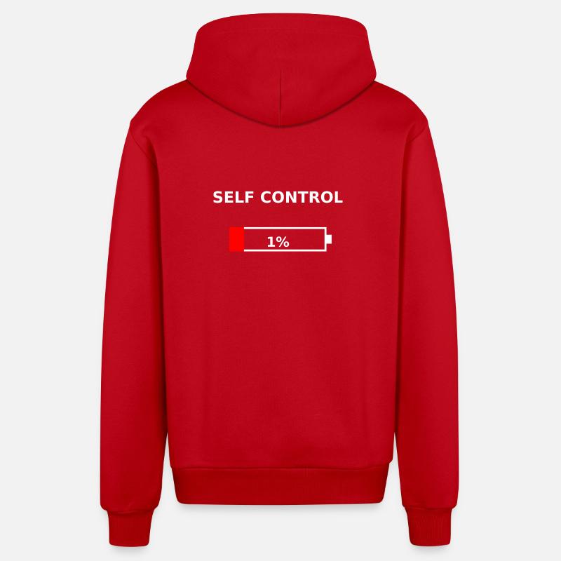 SELF CONTROL - 1 % Batterie faible - Veste à capuche bio décontractée fabriquée en UE - rouge