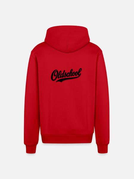 Oldschool Retro Logo T-Shirt - Organic Relaxed Hooded Jacket Made in EU - red