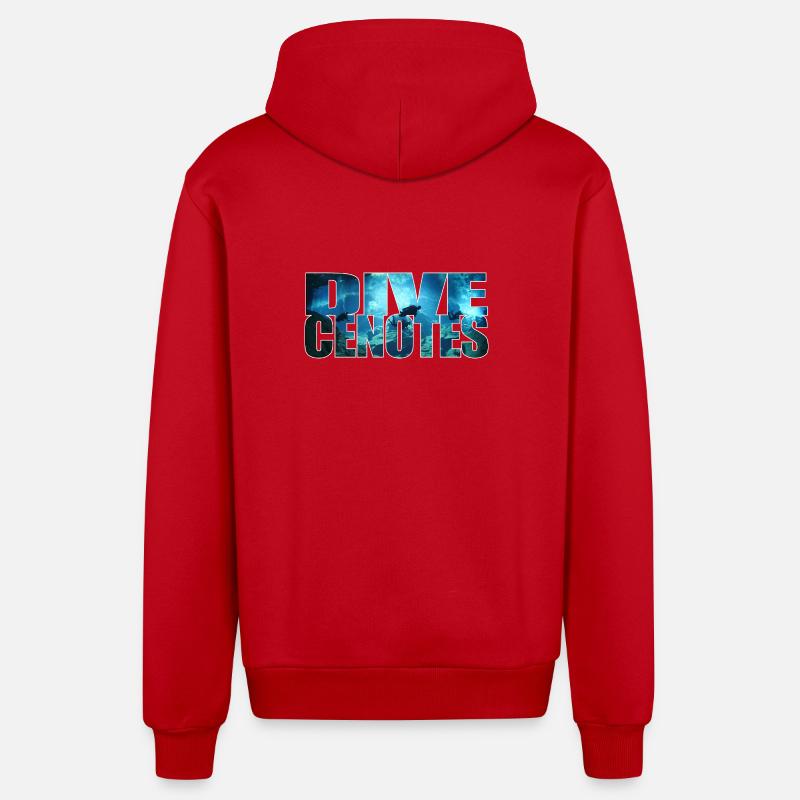 Dive Cenotes - Diving in Cenotes - Organic Relaxed Hooded Jacket Made in EU - red