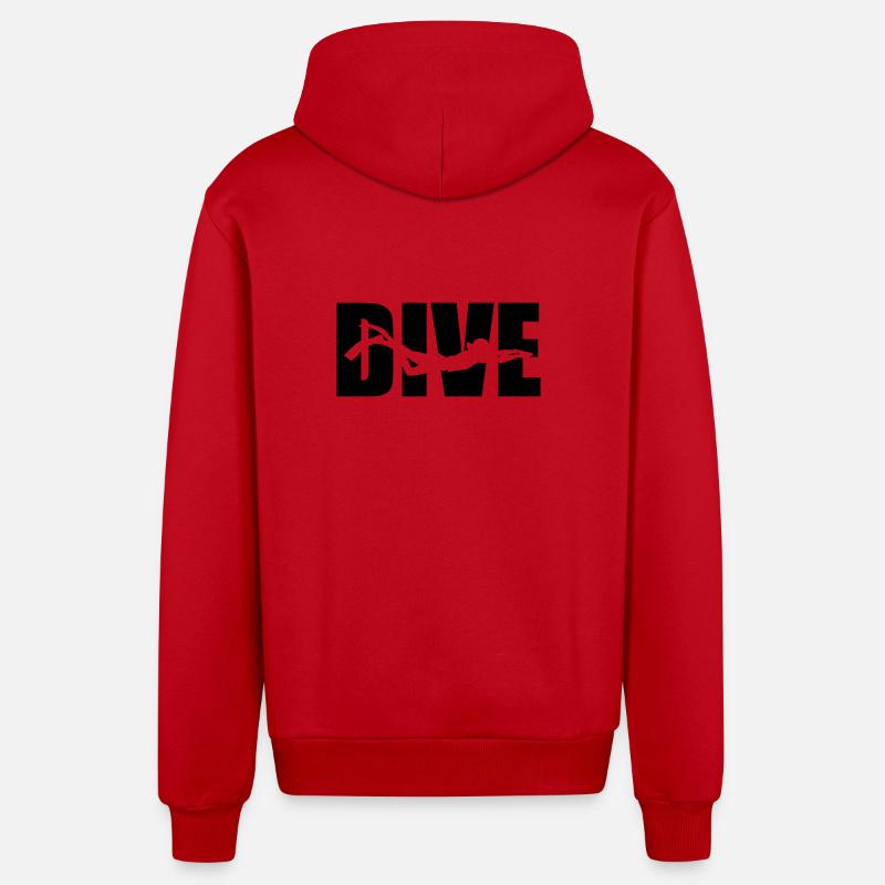 Dive - Veste à capuche bio décontractée fabriquée en UE - rouge