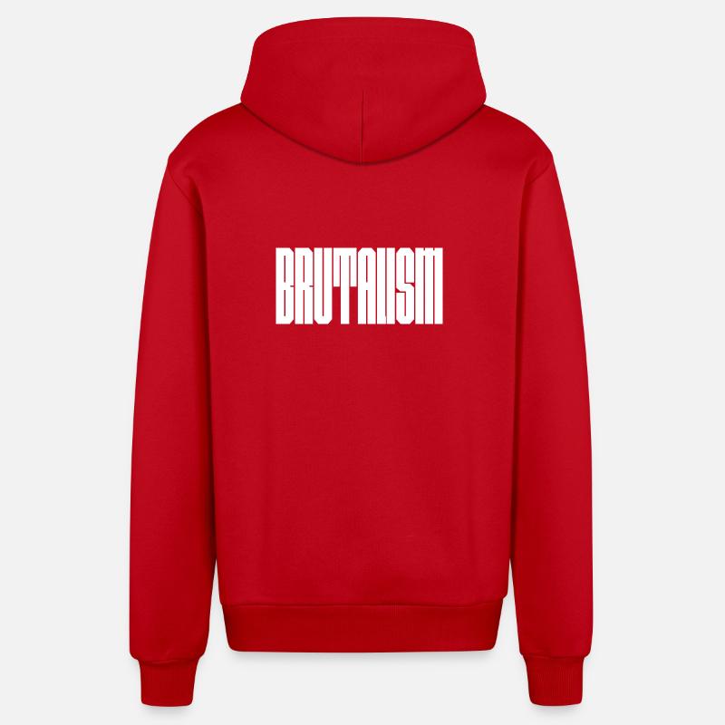 Bold Brutalism logo design - Organic Relaxed Hooded Jacket Made in EU - red