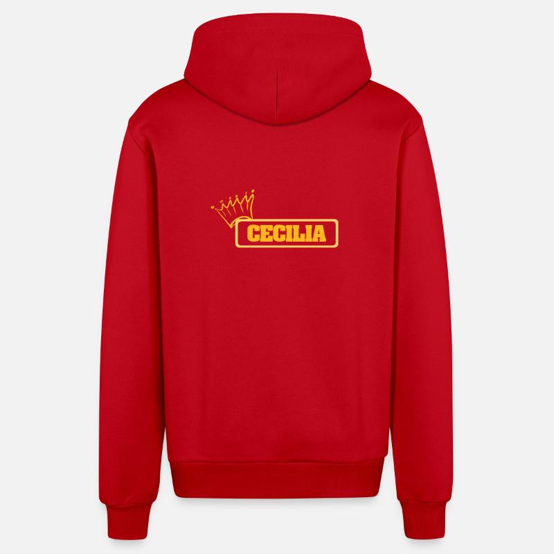 Cecilia comme nom - Veste à capuche bio décontractée fabriquée en UE - rouge