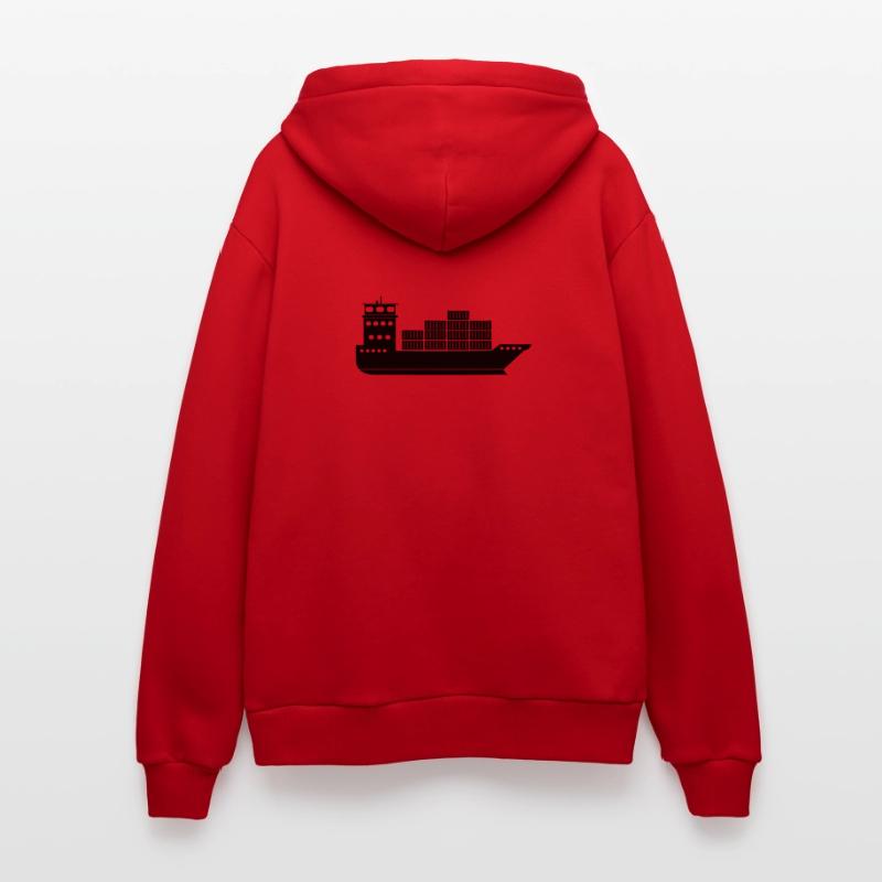 Seecontainerschiff oder Boot mit Containern Organic Relaxed Kapuzenjacke Made in EU