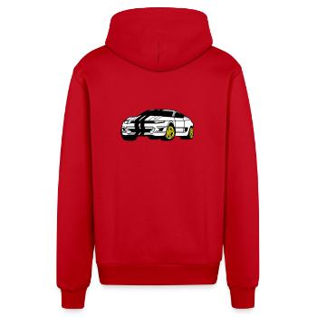 Sportwagen - Sportauto - Coupé - Organic Relaxed Kapuzenjacke Made in EU - Rot - Hinten