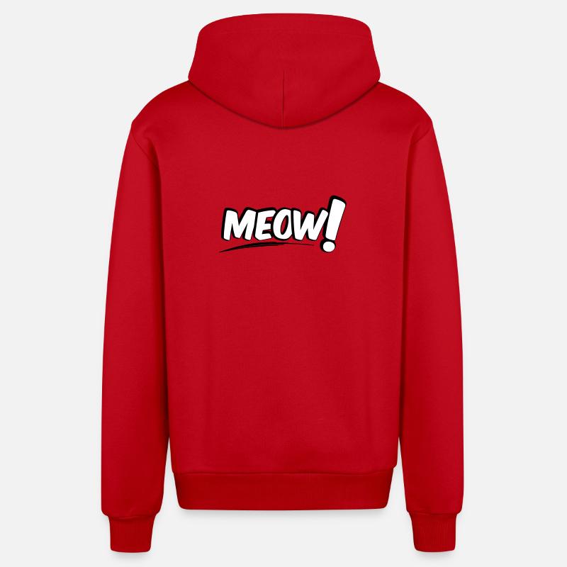 MEOW Miau Chat - Veste à capuche bio décontractée fabriquée en UE - rouge