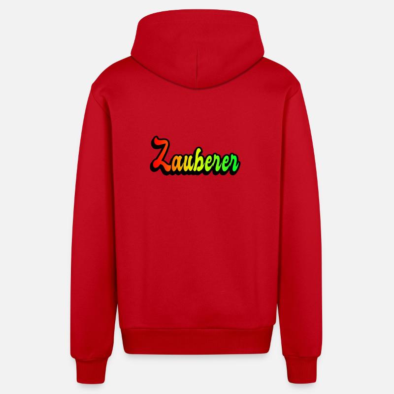 Zauberer Regenbogen Design - Organic Relaxed Kapuzenjacke Made in EU - Rot