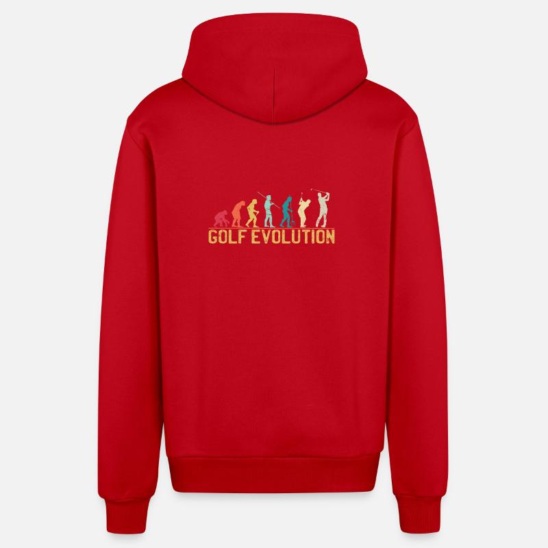 Golf Evolution Silhouette Design - Organic Relaxed Hooded Jacket Made in EU - red