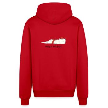 Lustige Katze Weihnachten - Organic Relaxed Kapuzenjacke Made in EU - Rot - Hinten