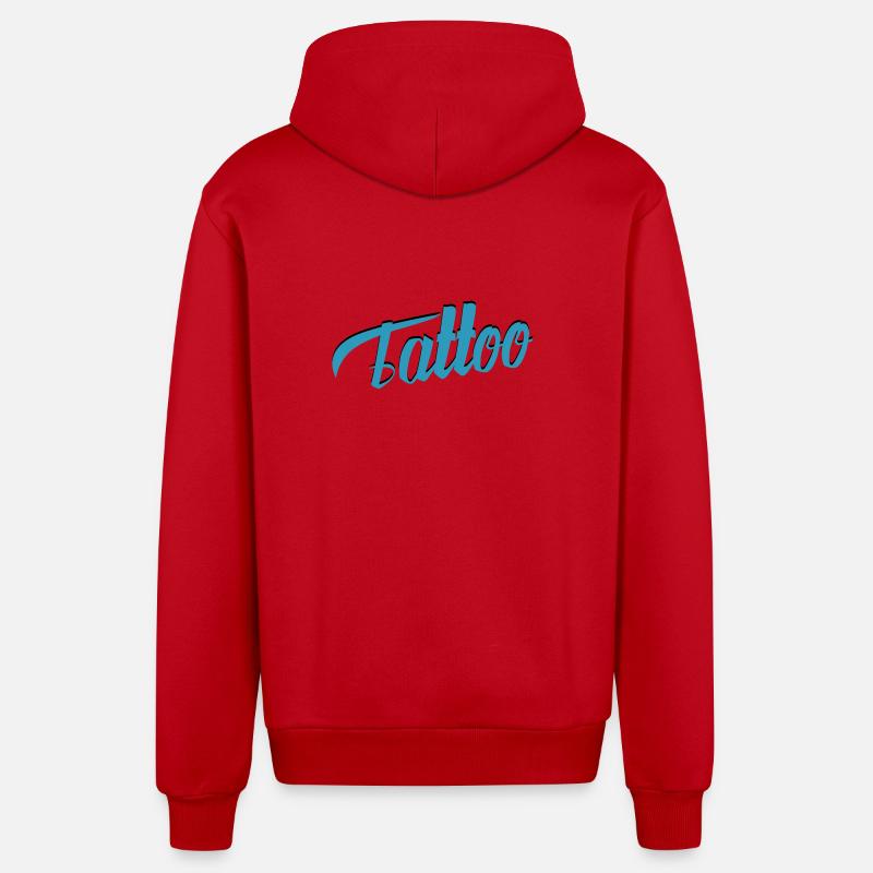 Écriture de tatouage en sarcelle-ci - Veste à capuche bio décontractée fabriquée en UE - rouge