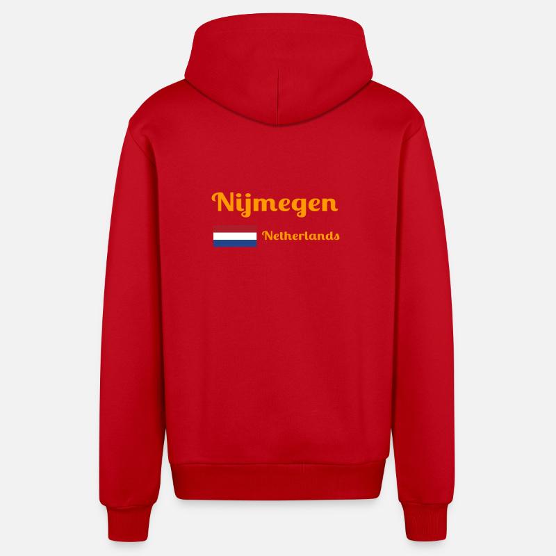 Nimègue Pays-Bas - Imprimés élégants - Veste à capuche bio décontractée fabriquée en UE - rouge