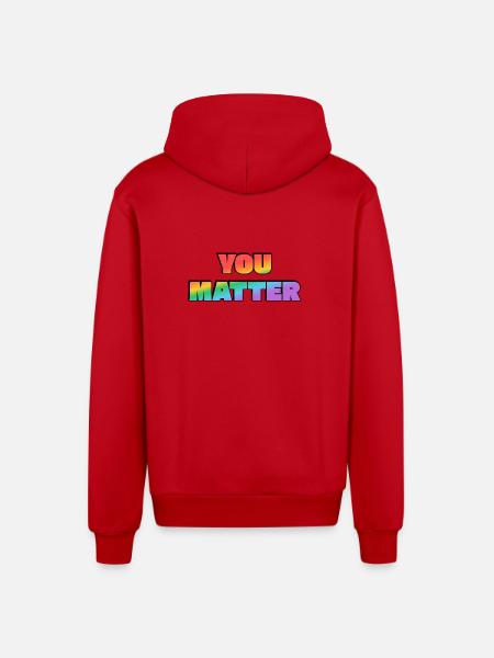 You Matter Regenbogen-Farbverlauf - Organic Relaxed Kapuzenjacke Made in EU - Rot