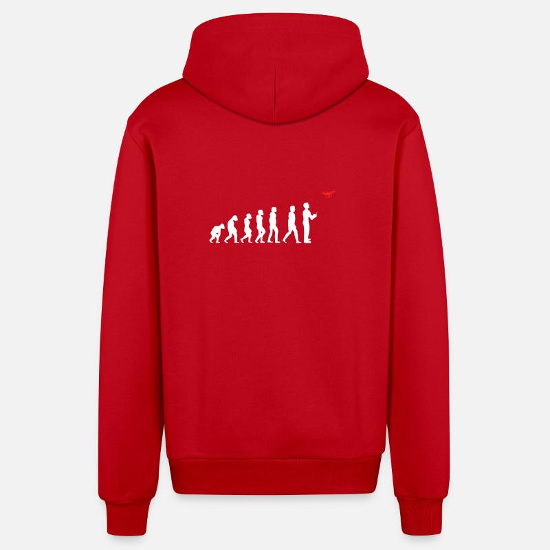 Evolution of Man Drone Pilot - Organic Relaxed Hooded Jacket Made in EU - red