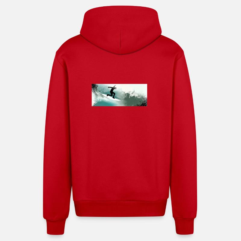 Dans le tumulte des vagues - Veste à capuche bio décontractée fabriquée en UE - rouge