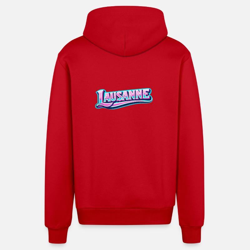 Lausanne - Veste à capuche bio décontractée fabriquée en UE - rouge