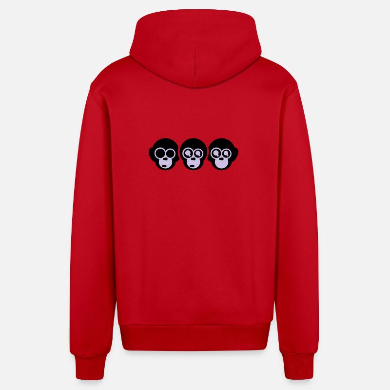 die drei affen - Organic Relaxed Kapuzenjacke Made in EU - Rot
