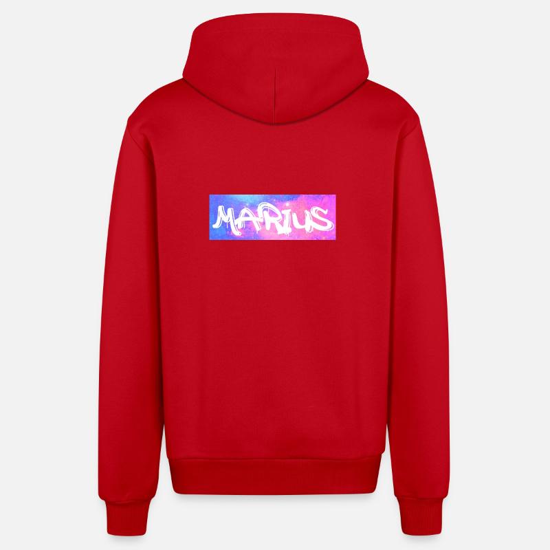 Marius Name Geschenk Geschenkidee Galaxie - Organic Relaxed Kapuzenjacke Made in EU - Rot