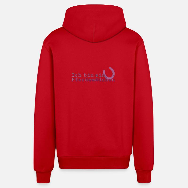 Ich bin ein Pferdemädchen - Organic Relaxed Kapuzenjacke Made in EU - Rot