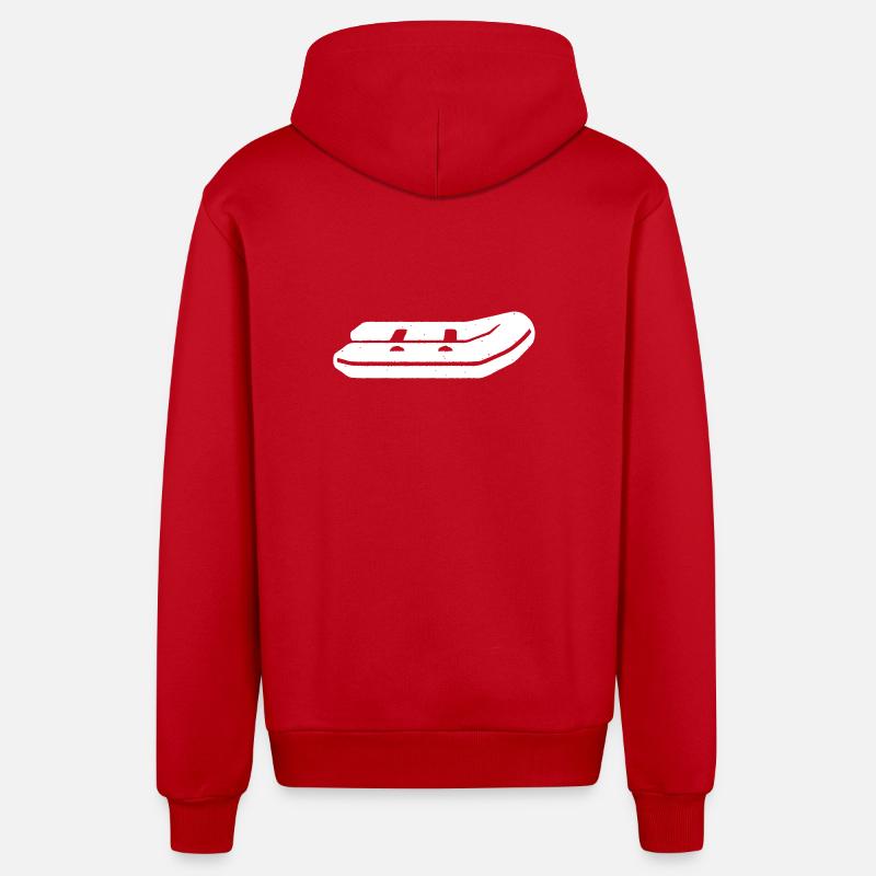 Schlauchboot Paddeln Boot Vektor - Organic Relaxed Kapuzenjacke Made in EU - Rot