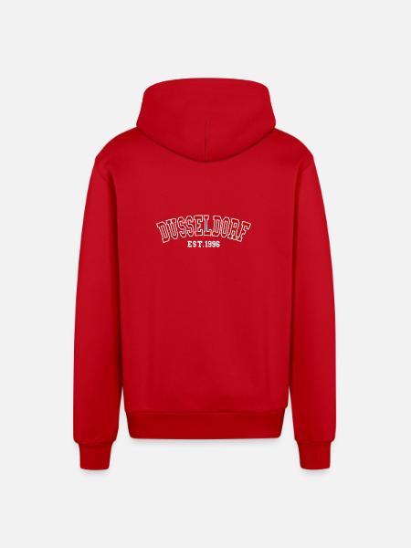 Dusseldorf Est. 1996 - Organic Relaxed Hooded Jacket Made in EU - red